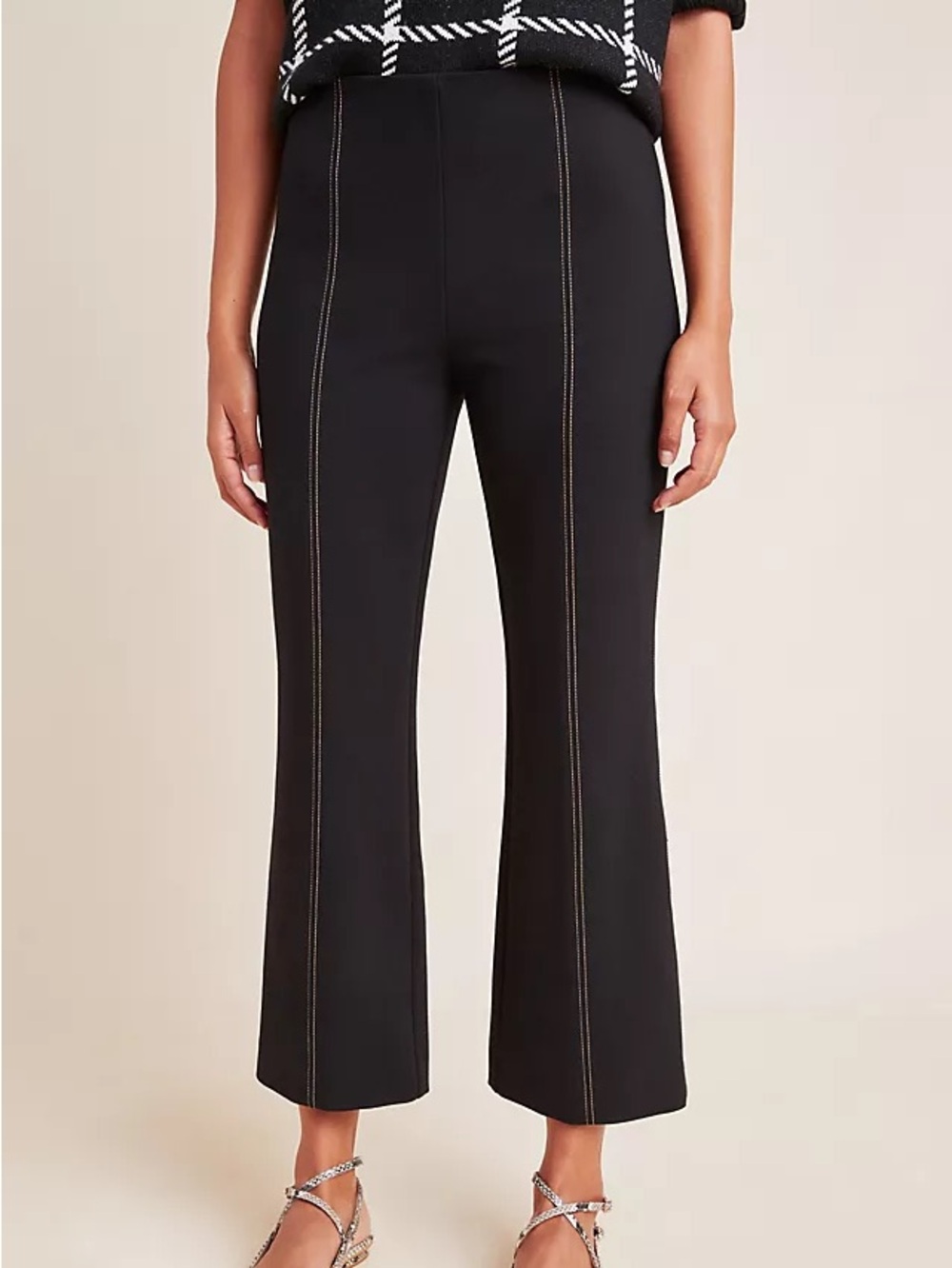 Anthropologie Sz XS The Essential Crop Flare Black Pull On Pants